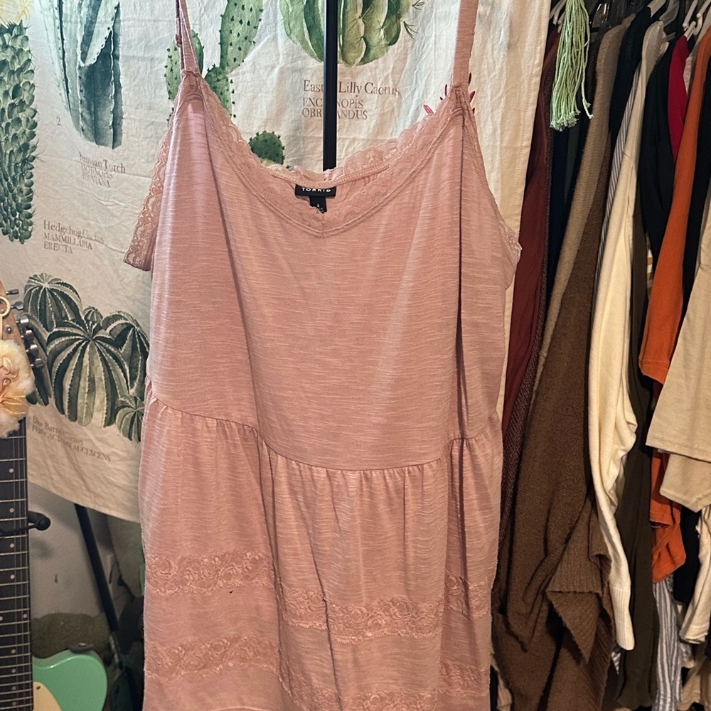 Torrid Pink Lace Trim Tank Top